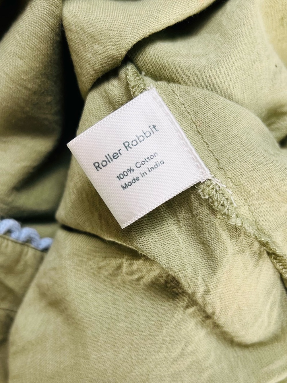 Roller Rabbit Ocaso Ellyott Dress – Olive Embroidered Shirt Dress –100% Cotton L - Picture 4 of 15